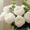 White Artificial Roses 4 Pcs Real Touch Latex Artificial Flowers Austin Rose Peony with Long Stem for Wedding Bouquet Home Decor Flower Arrangement
